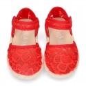 RED Lace canvas Baby espadrille shoes.