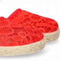 RED Lace canvas Baby espadrille shoes.