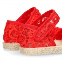 RED Lace canvas Baby espadrille shoes.