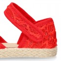 RED Lace canvas Baby espadrille shoes.