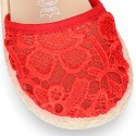 RED Lace canvas Baby espadrille shoes.