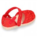 RED Lace canvas Baby espadrille shoes.