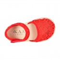 RED Lace canvas Baby espadrille shoes.