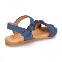 Suede Leather Sandal shoes with Waves design for toddler girls.