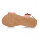 Suede Leather Sandal shoes with Waves design for toddler girls.