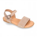 Basic girl Suede Leather Sandal shoes with buckle fastening.