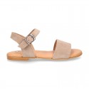 Basic girl Suede Leather Sandal shoes with buckle fastening.