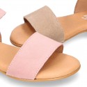 Basic girl Suede Leather Sandal shoes with buckle fastening.