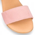 Basic girl Suede Leather Sandal shoes with buckle fastening.