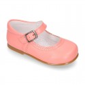 Girl Halter little Mary Jane shoes with buckle fastening in seasonal nappa leather.