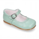 Girl Halter little Mary Jane shoes with buckle fastening in seasonal nappa leather.