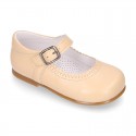 Girl Halter little Mary Jane shoes with buckle fastening in seasonal nappa leather.