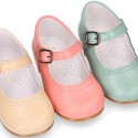 Girl Halter little Mary Jane shoes with buckle fastening in seasonal nappa leather.