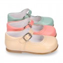 Girl Halter little Mary Jane shoes with buckle fastening in seasonal nappa leather.