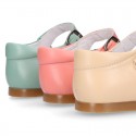 Girl Halter little Mary Jane shoes with buckle fastening in seasonal nappa leather.