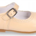 Girl Halter little Mary Jane shoes with buckle fastening in seasonal nappa leather.