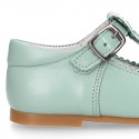 Kids T-Strap shoes with buckle fastening in soft nappa leather in seasonal colors.