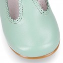 Kids T-Strap shoes with buckle fastening in soft nappa leather in seasonal colors.