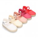 Girl Cotton canvas Espadrille shoes with buckle fastening.