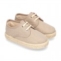 Kids Cotton washed canvas LACES UP shoes Espadrille style design.