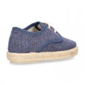 Kids Cotton washed canvas LACES UP shoes Espadrille style design.