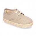 Kids Cotton washed canvas LACES UP shoes Espadrille style design.