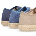 Kids Cotton washed canvas LACES UP shoes Espadrille style design.