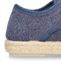 Kids Cotton washed canvas LACES UP shoes Espadrille style design.