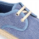 Kids Cotton washed canvas LACES UP shoes Espadrille style design.