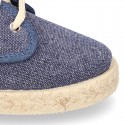 Kids Cotton washed canvas LACES UP shoes Espadrille style design.