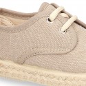 Kids Cotton washed canvas LACES UP shoes Espadrille style design.