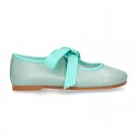 Girls soft nappa leather little Mary Jane shoes angel style in seasonal colors.