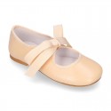 Girls soft nappa leather little Mary Jane shoes angel style in seasonal colors.