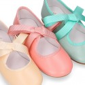 Girls soft nappa leather little Mary Jane shoes angel style in seasonal colors.