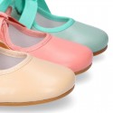 Girls soft nappa leather little Mary Jane shoes angel style in seasonal colors.