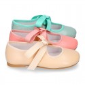 Girls soft nappa leather little Mary Jane shoes angel style in seasonal colors.