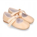 Girls soft nappa leather little Mary Jane shoes angel style in seasonal colors.