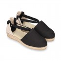 Cotton canvas espadrilles shoes Valencia style in black color.