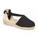 Cotton canvas espadrilles shoes Valencia style in black color.