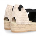 Cotton canvas espadrilles shoes Valencia style in black color.