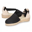 Cotton canvas espadrilles shoes Valencia style in black color.