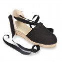 Cotton canvas espadrilles shoes Valencia style in black color.