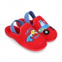 CARS print Terry cloth Home shoes with elastic strap.