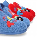 CARS print Terry cloth Home shoes with elastic strap.