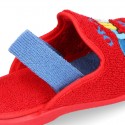 CARS print Terry cloth Home shoes with elastic strap.