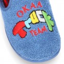 CARS print Terry cloth Home shoes with elastic strap.