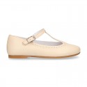 Girl T-Strap Mary Jane shoes in SOFT nappa leather in seasonal colors.