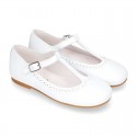 Girl T-Strap Mary Jane shoes in SOFT nappa leather in seasonal colors.