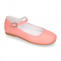 Fashion girl SOFT nappa leather Mary Janes with buckle fastening.