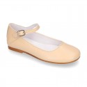 Fashion girl SOFT nappa leather Mary Janes with buckle fastening.